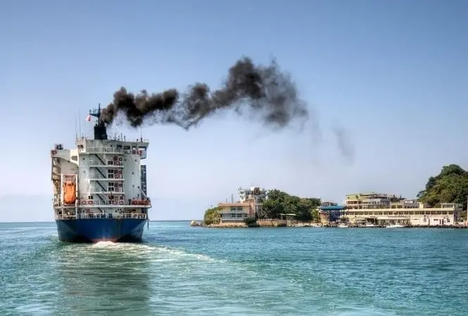 Shipping emitting black smoke
