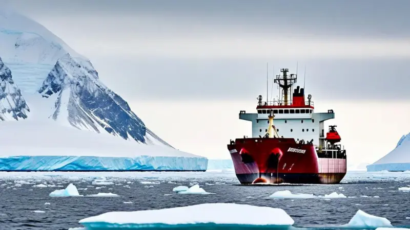 Ship travelling through Arctic waters