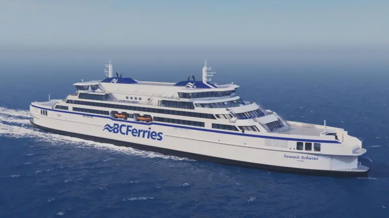A rendering of a new Summit Class BC Ferry - 'Summit Arbutus'