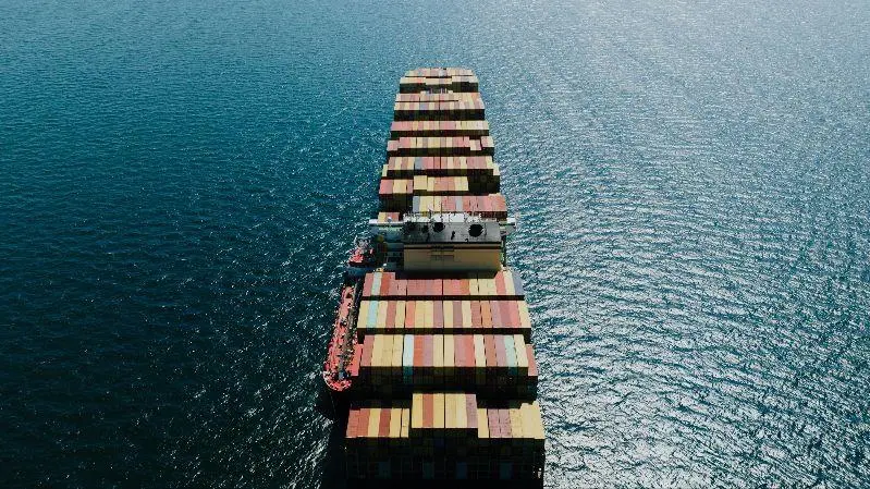 Container ship at sea