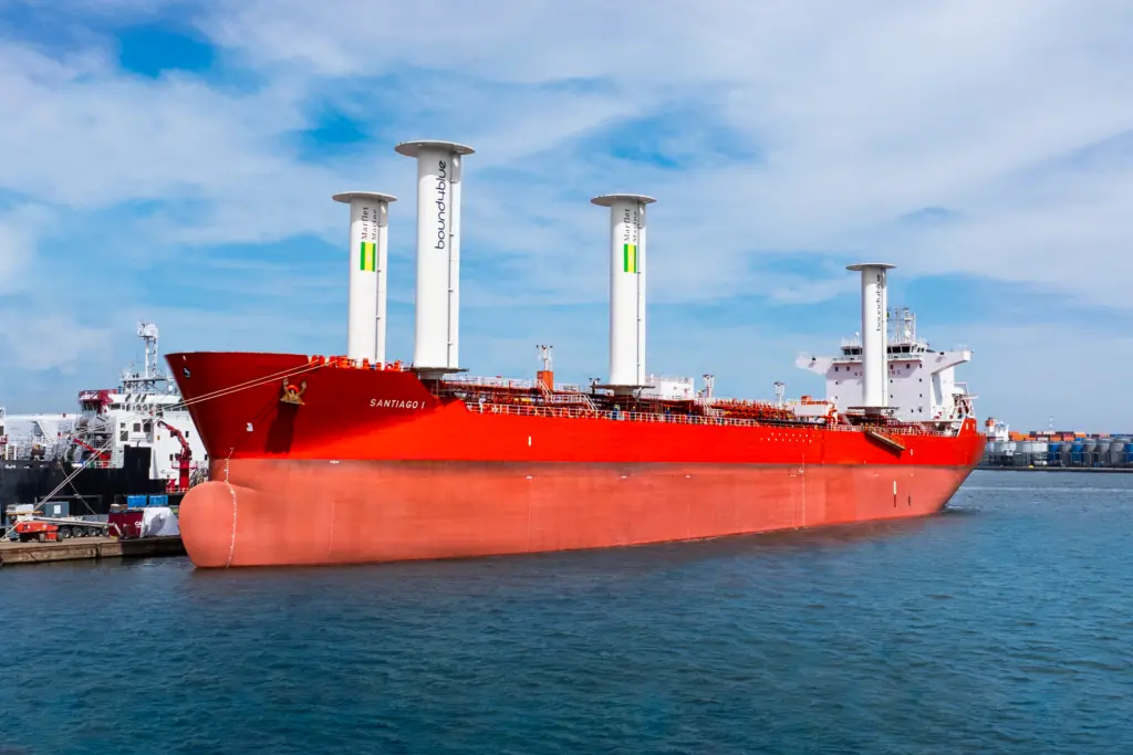 Four bound4blue eSails on the chemical tanker, 'Santiago I'