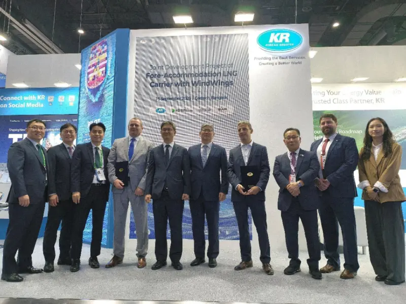The Liberian Registry, Korean Register, HD HHI and BAR Technologies signed a JDP agreement to assess WindWings on a 174,000m3 forward-accommodation LNG carrier