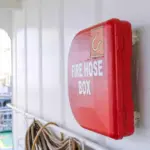 Fire hose box on board a ship