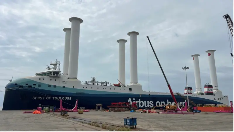 Six Rotor Sails on an Airbus RoRo vessel