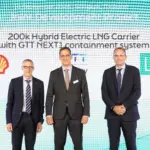 (l-r) Stephen Brown, technology manager, Shell; Francois Michel, CEO of GTT and Andrew McKeran, chief growth officer, Lloyd's Register