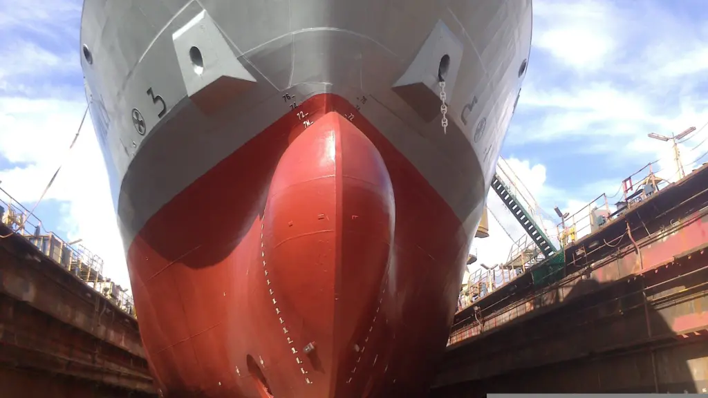 Ship's bow in dry dock
