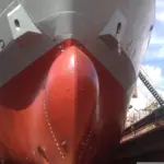 Ship's bow in dry dock